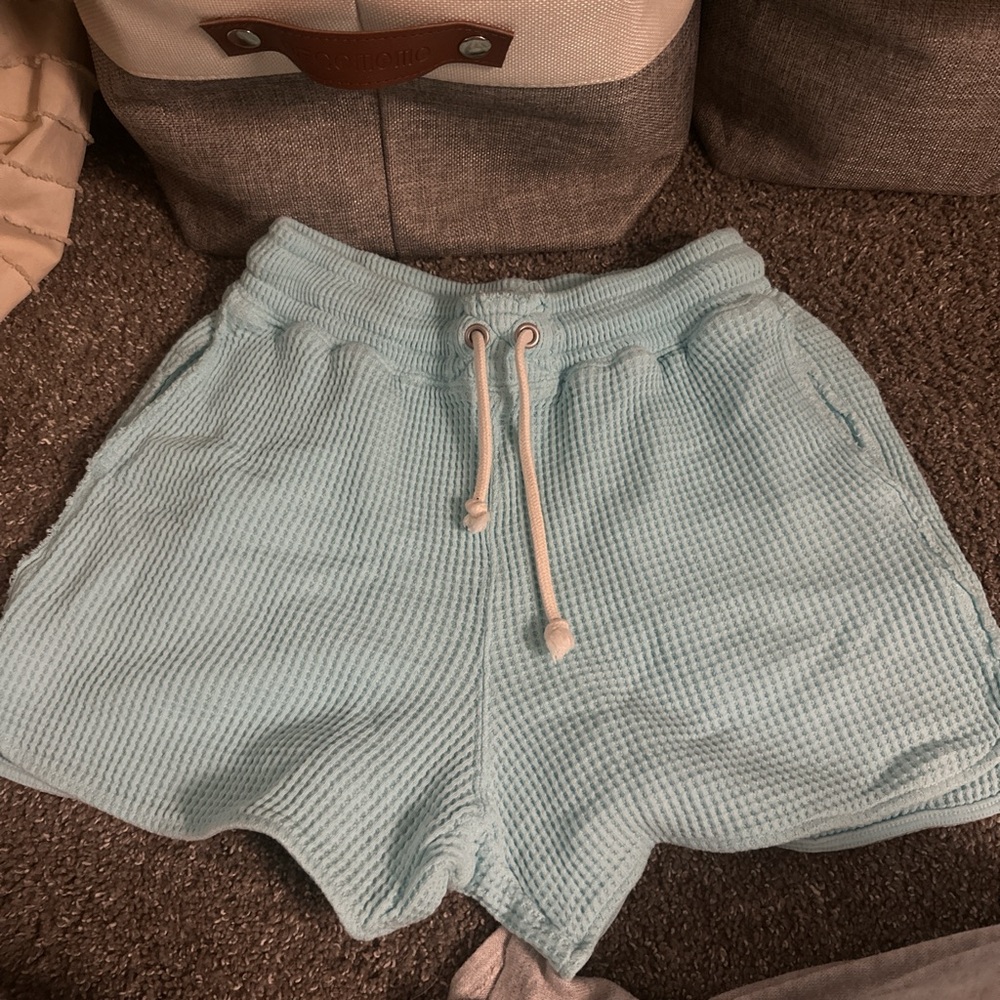 Light Blue Waffle Knit Shorts from Aerie Size XS